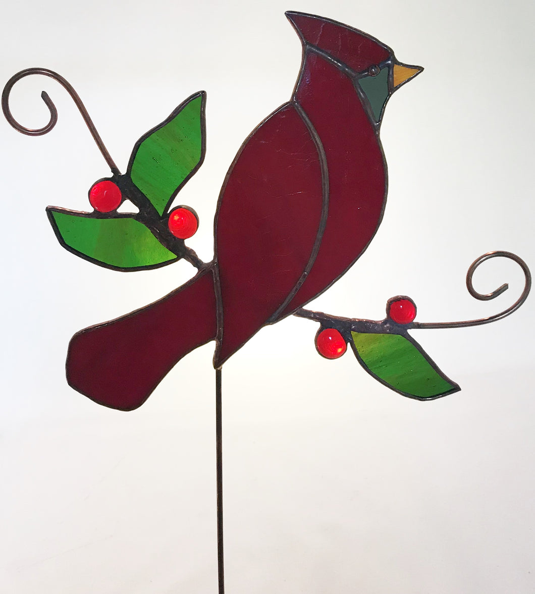 Large Bird with Leaves and Berries on Stick $65
